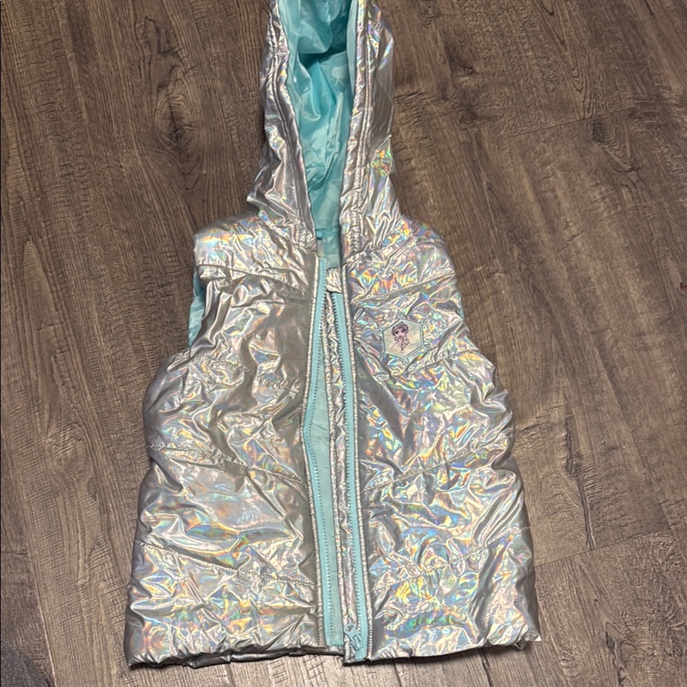 Justice Silver Holographic Puffer Vest